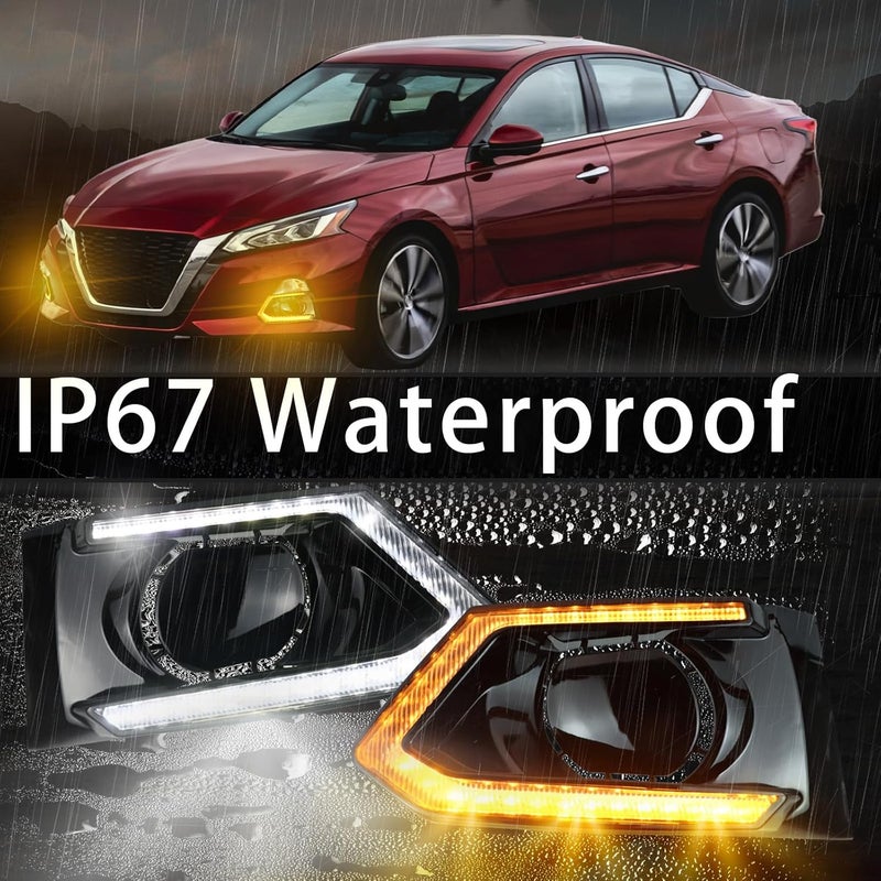 BINQIGOO Front Bumper Fog Light Daytime Running Lamp Turn Signal LED Compatible with Nissan Altima 2019-2022 S SR SV SL Platinum - Image 4